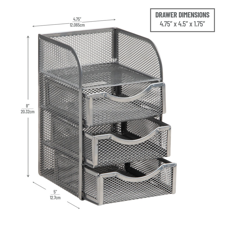 Mind Reader Desktop Accessory Storage, Paper Binder Clip Basket, Workspace, Office, Metal Mesh, 4.75"L x 5"W x 8"H, Silver