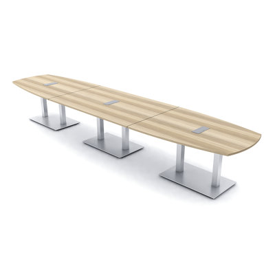 Table de réunion Arc-Boat avec base en métal double 2 modules de puissance et de données