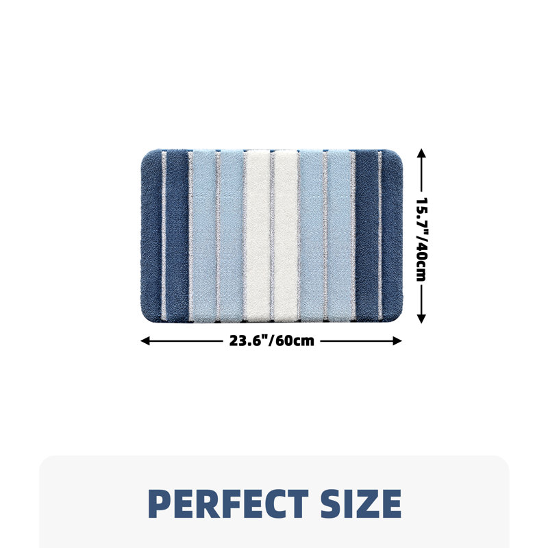 Danimir Microfiber / Microsuede Non-Slip Bath Rug, Blue, 16" W x 24" L