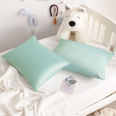 Paquet de 2 taies d'oreiller pour tout-petits en satin de soie luxueux avec fermeture à glissière cachée 13 x 18 po