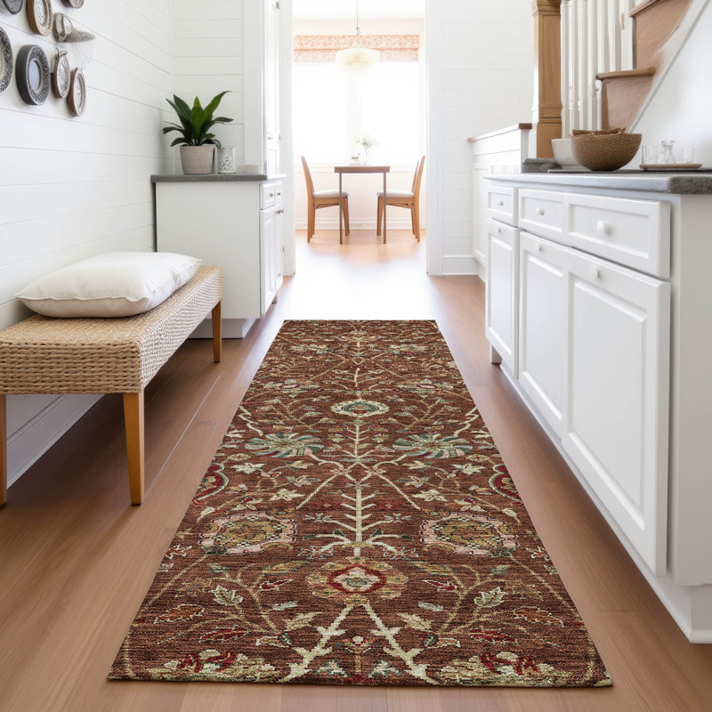 Premium Machine Washable Dahl AMF1085 Floral Rug, Runner 2'3" x 7'6"