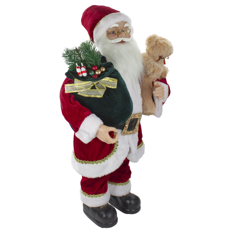 Figurine de père Noël 2 'avec un ours en peluche