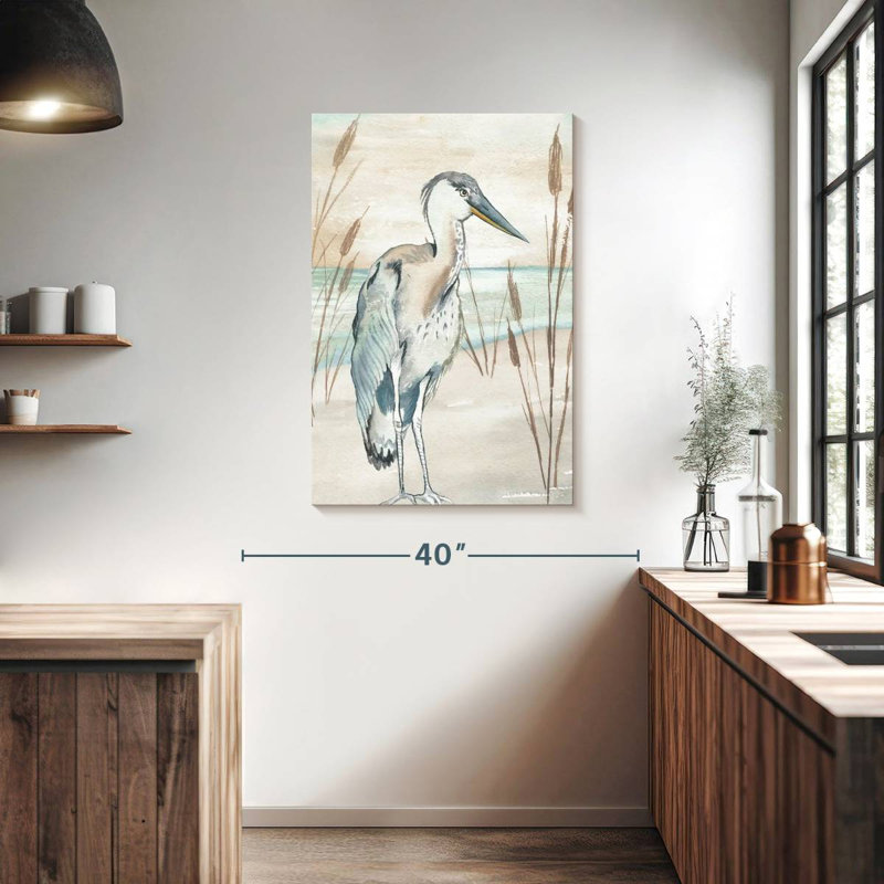 Brampt Heron By Beach Grass I, 39" H x 26" W