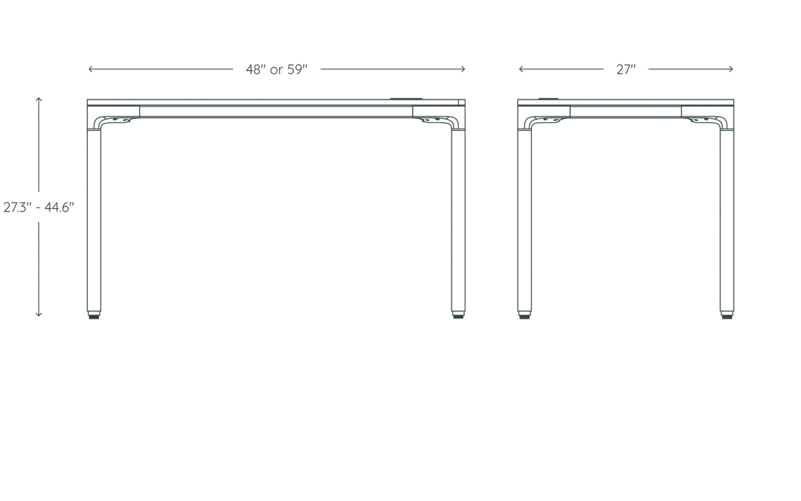 Standing Desk, 44.6" H x 59" W x 27" D, Carbon, Bleached Oak