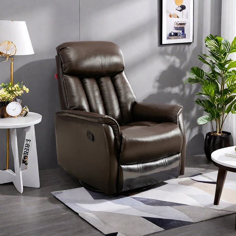Modern Ergonomic Single Multi-Functional Recliner, Leather Match, Deep Coffee