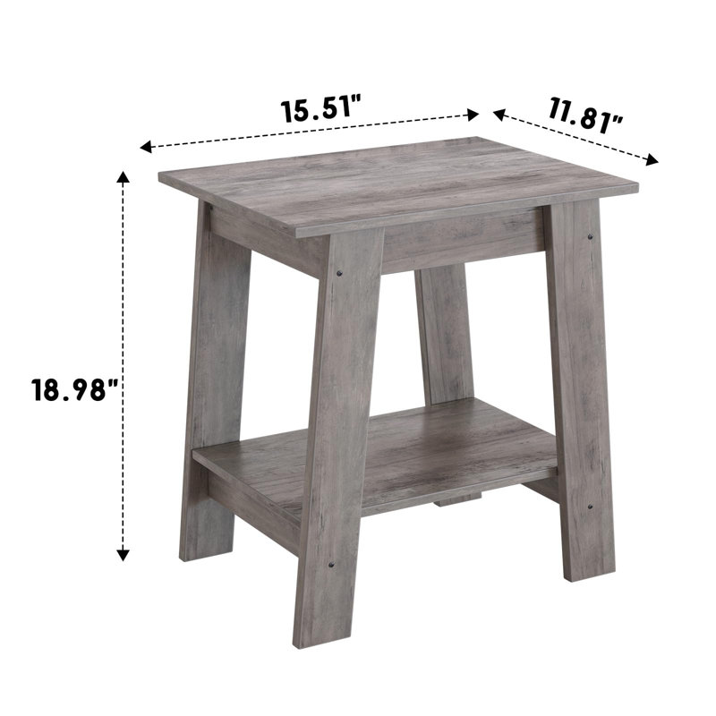 End Table, Small Side Table, Set Of 2 Nightstand With 2-Tier Storage Shelf, Wood Bedside Table, Grey