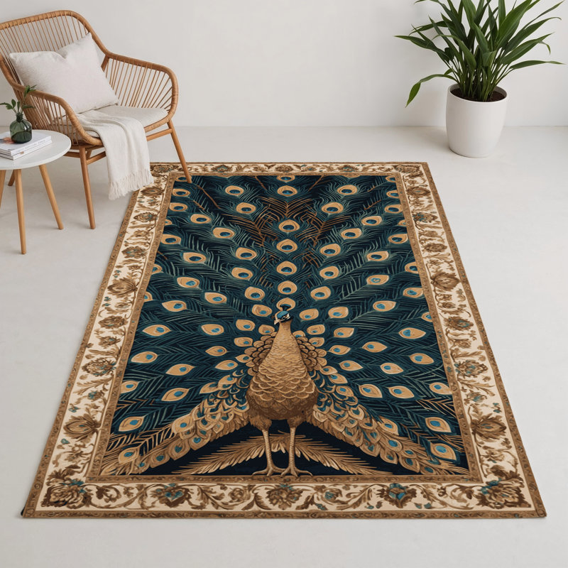 Tapis bleu français intérieur et extérieur, Rectangulaire 3 pi x 5 pi