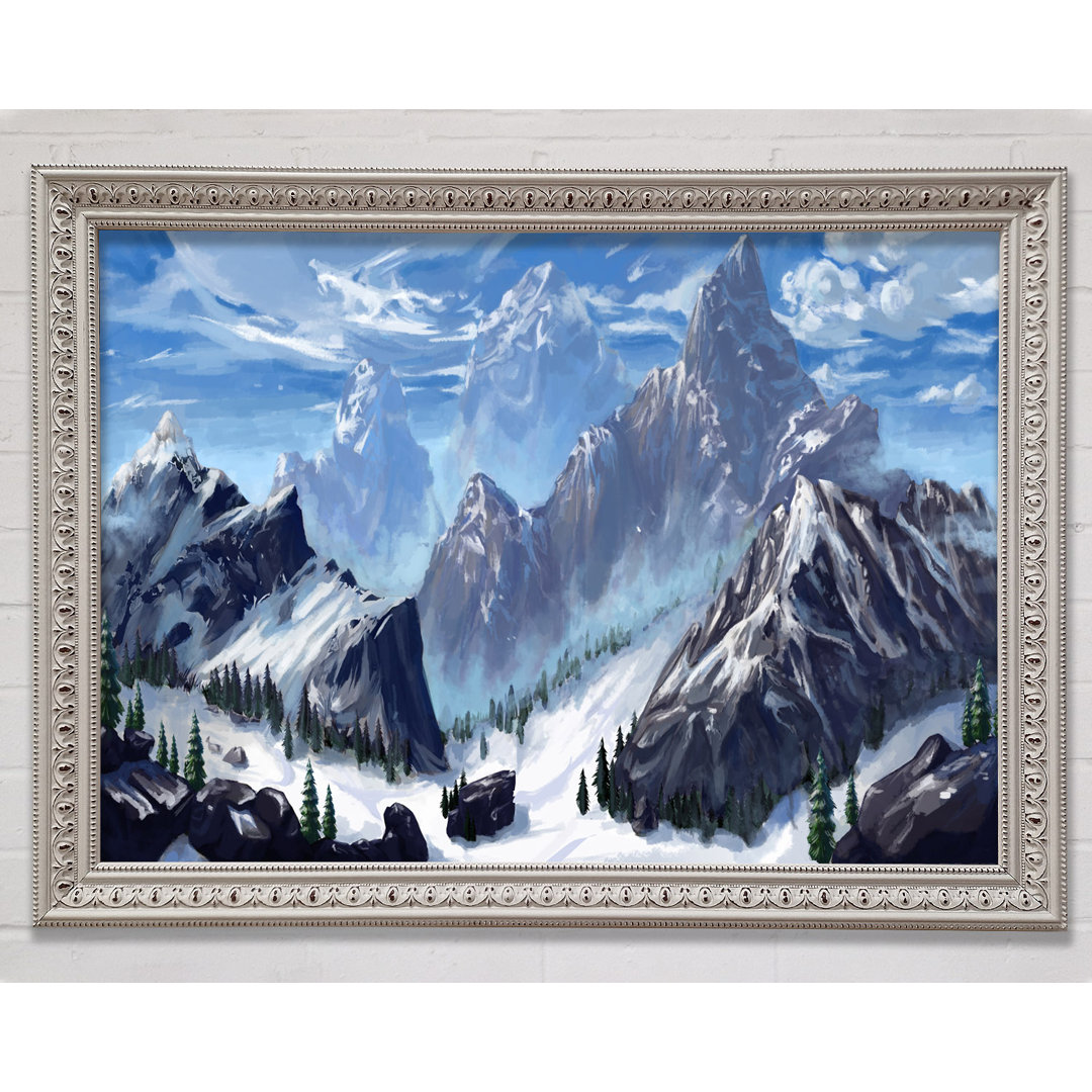 Gerahmter Kunstdruck Sharp Mountain Snow