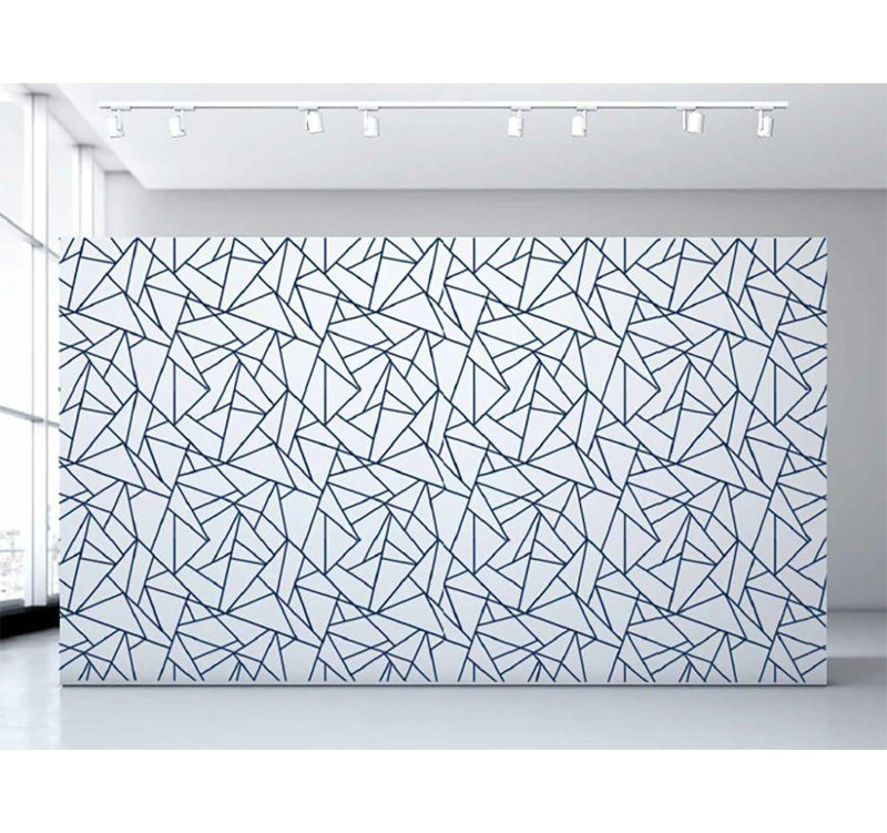 Rouleau de papier peint géométrique Origami L 27 pi x l 25 po, Bleu marine/blanc