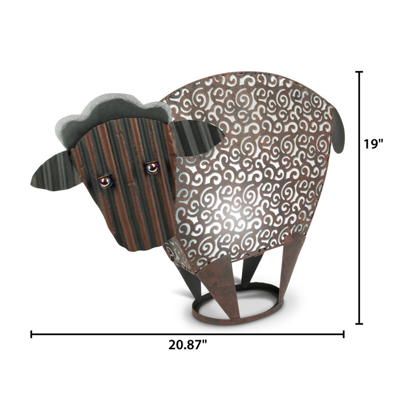 19 in H Solar Lighted Metal Sheep