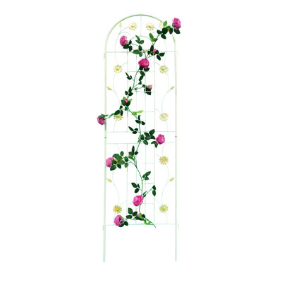 Treillis en métal 71 po x 19,7 po antirouille, blanc crème pour les jardins, supporte le jasmin, le raisin, assemblage simple en treillis de jardin extérieur antirouille, métal, plantes grimpantes comme, facile à assembler