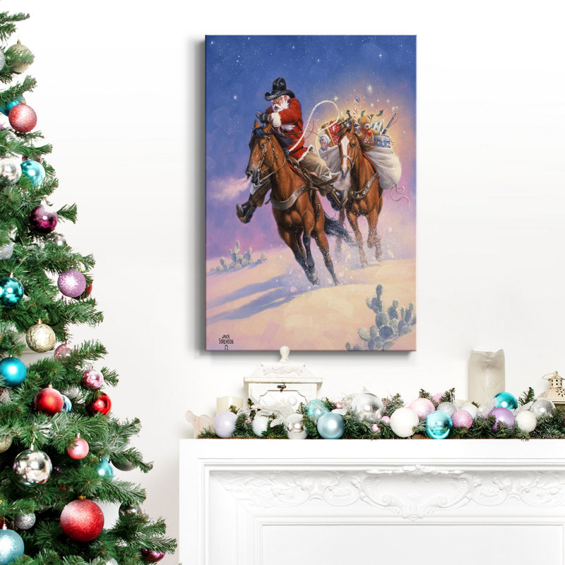 Santa's Big Ride, toile tendue avec châssis de qualité supérieure - prête à être accrochée, H 12 po x l 8 po x P 1 po