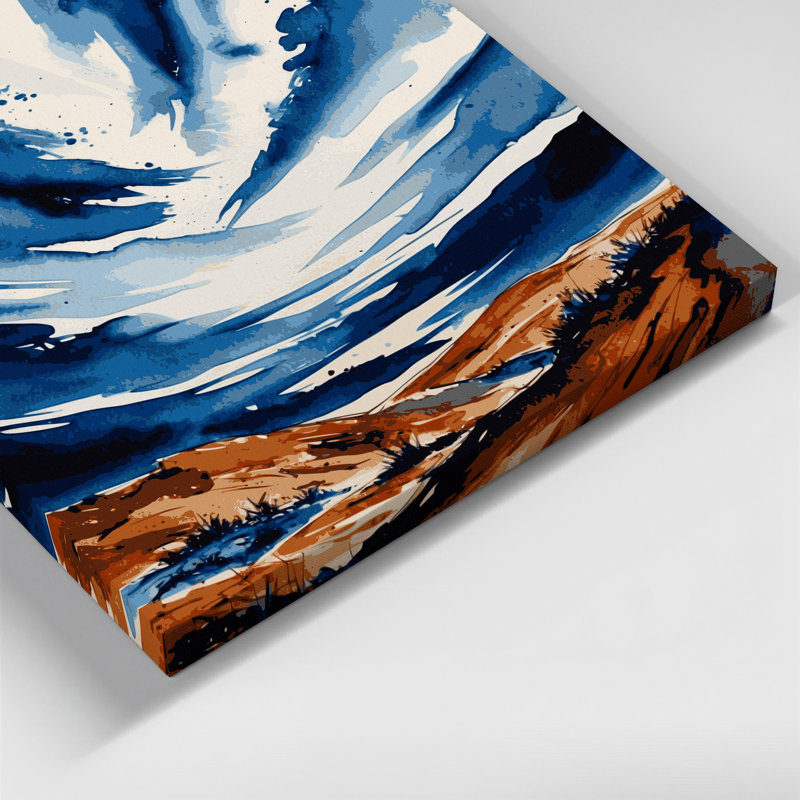 Aquarelle, paysage 2, art mural sur toile grise, H 16 po x l 16 po