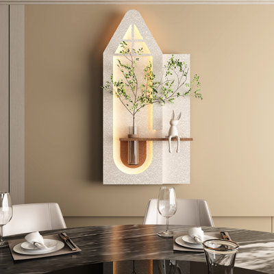 Décoration 3D de plantes simulées avec 3 lumières DEL réglables, vase en verre, statue de lapin, bricolage hydroponique, éclairage télécommandé, pour plantes murales de chambre à coucher et de couloir, caractéristique, café, maison