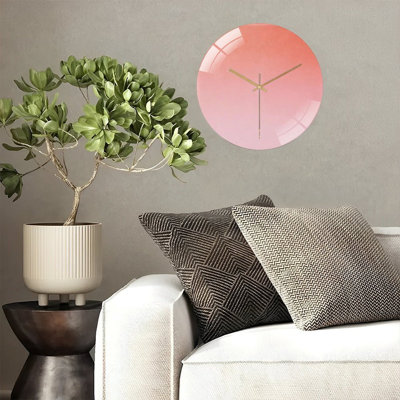 12" Round Tempered Glass Wall Clock with Silent Quartz Movement