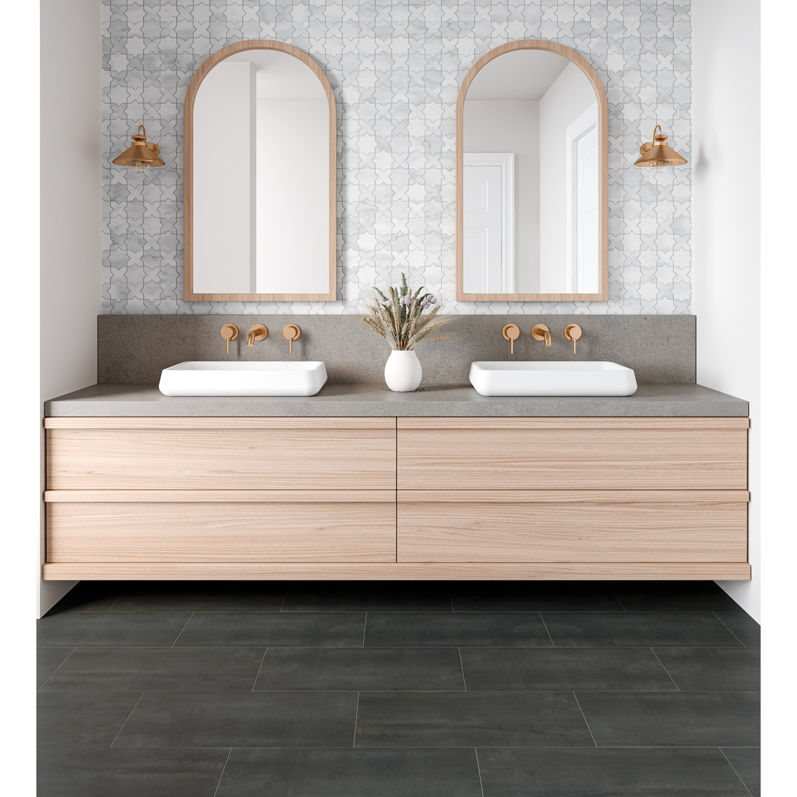 Monet Marble Mosaic Tile, White Carrara