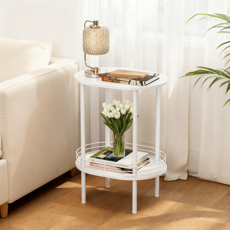 Ensemble de 2 tables d'appoint rondes avec rangement, table de chevet moderne pour le salon, la chambre à coucher, la salle de bain, la chambre de bébé et la buanderie