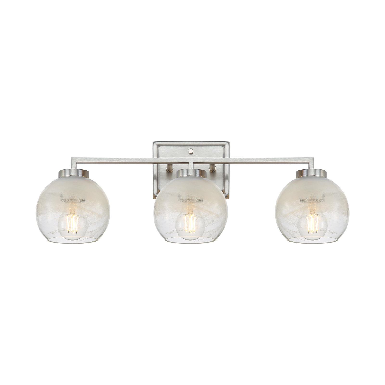 Nella 3 Light Bath Vanity in with Alabaster Shade, Pewter