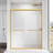 56 - 60 In. W X 72 H Sliding Shower Door, Semi Adjustable, Clear Tempered Glass, 304 Stainless Steel Brushed Gold Handles Adjustable ,