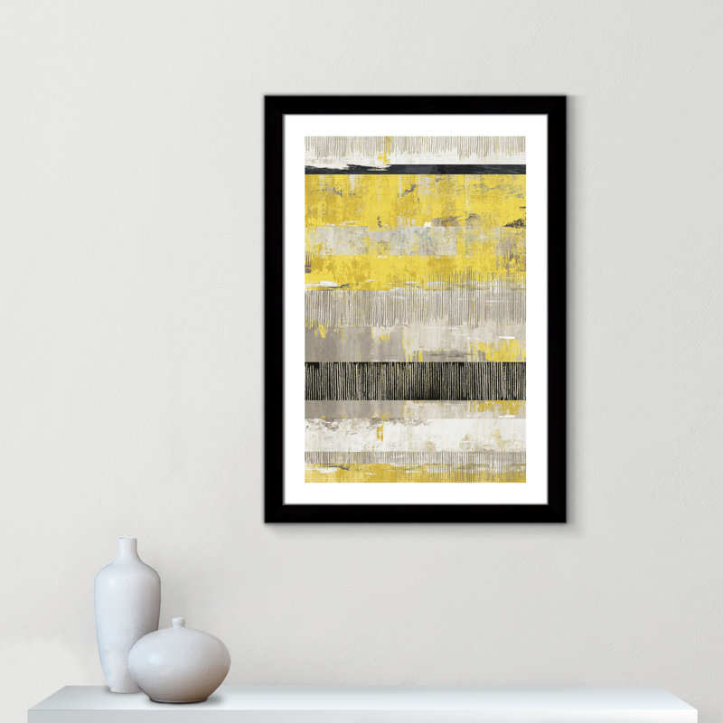 Yellow Celadon Dreams - Art encadré autoportant par Tom Reeves, Encadrement avec passe-partout noir