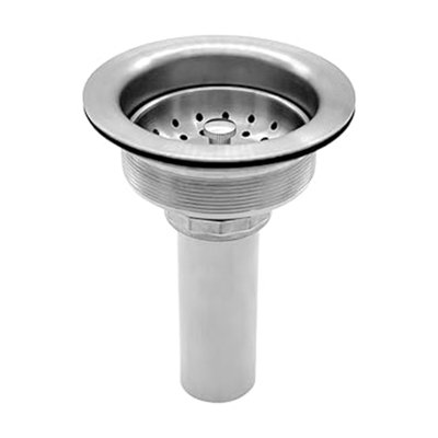 Ensemble de drain d'évier de cuisine, crépine d'évier en acier inoxydable et bouchon avec panier amovible et joint en caoutchouc, convient à une ouverture de 3 1/2 po et à un tuyau de 1-1 / 2 po - Finition nickel brossé - Certifié cUPC
