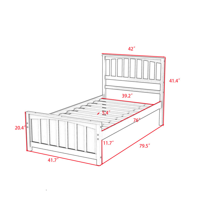 Lit plateforme simple en bois, gris