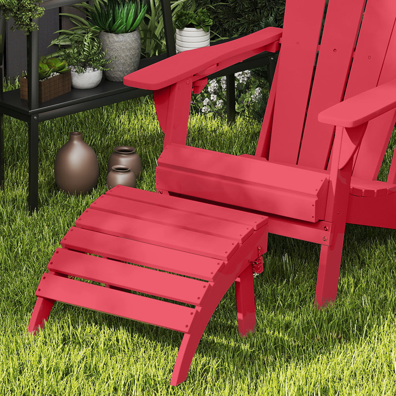 Repose-pieds pliable en plastique PEHD Adirondack, Rouge
