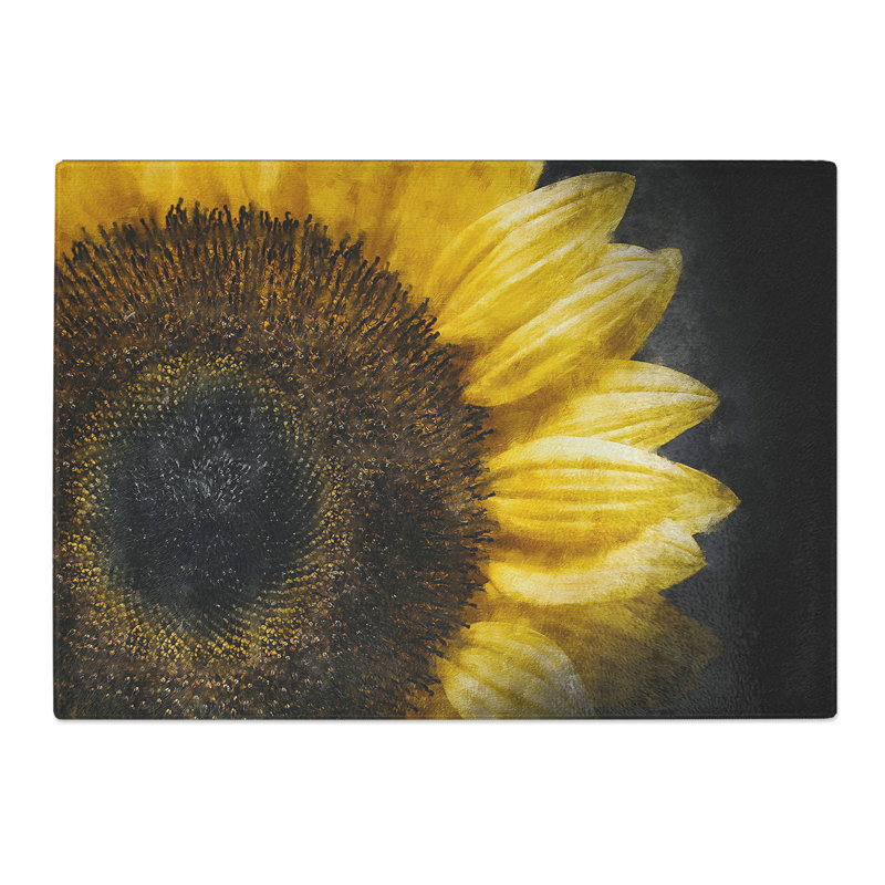 Tempered Glass Sunflower Rising Painting Chopping Board, 28.5 cm x 39 cm