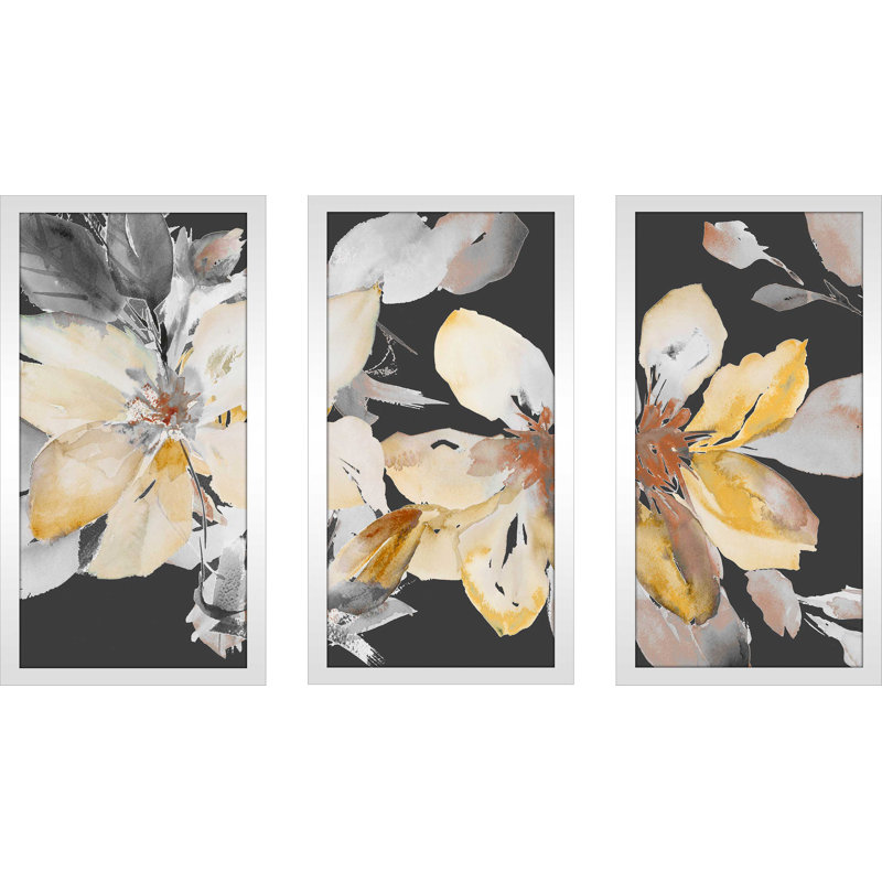 «Yellow Clematis on Grey», reproduction de peinture à l'aquarelle, L 52,5 po x H 33,5 po x P 1 po