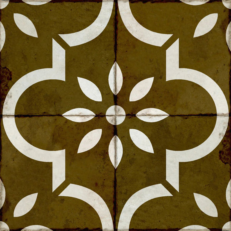 Carreau de mosaïque floral en vinyle 12 po x 12 po, Brun moyen