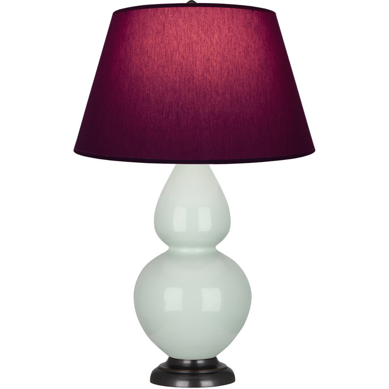 Lampe de table double gourde en céramique, Prune / lavande, Céladon glacé / bronze, Bronze