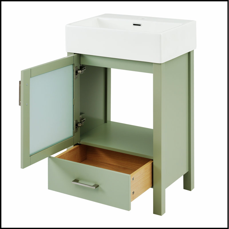 Meuble-lavabo de 20 pouces avec lavabo en céramique et beaucoup de rangement pour les petites salles de bain et l'efficacité de l'espace