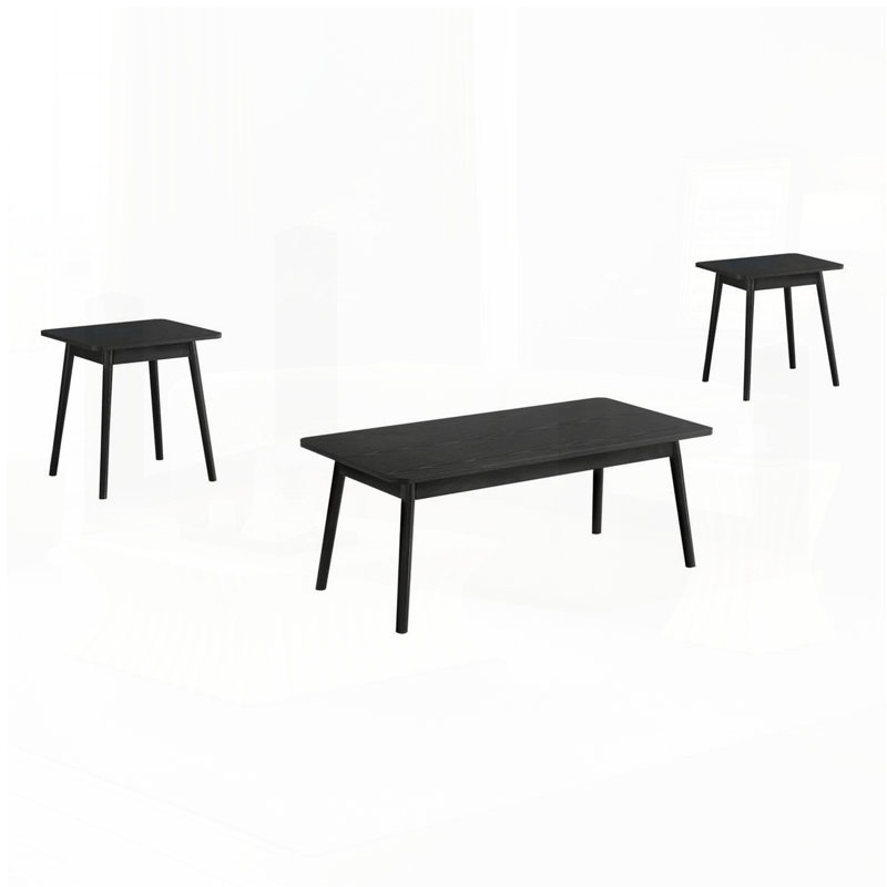 Ensemble de tables basses 3 pièces Mid-Century, Noir
