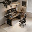 Bureau d'ordinateur à hauteur réglable noir avec panneau perforé Gaming Style | Poste de travail intelligent-2136923029