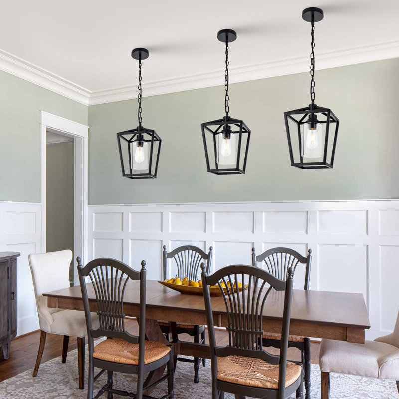 Luminaire suspendu lanterne noir mat à 1 lumière Riddhima