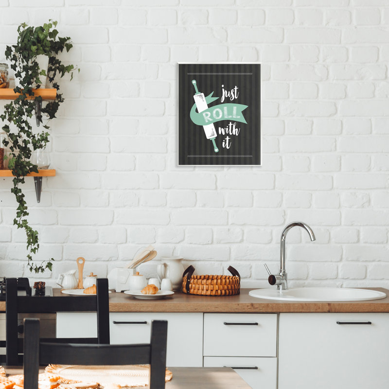 «Roll With It», plaque murale noire et verte, design par lettré et doublé