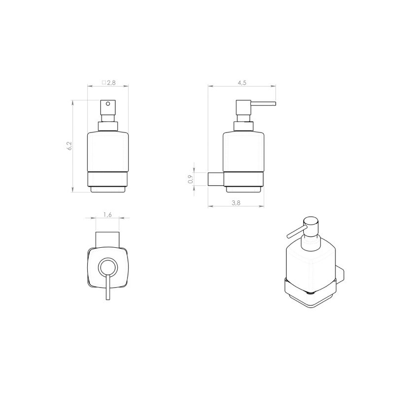 Distributeur de savon Leverette, Noir mat