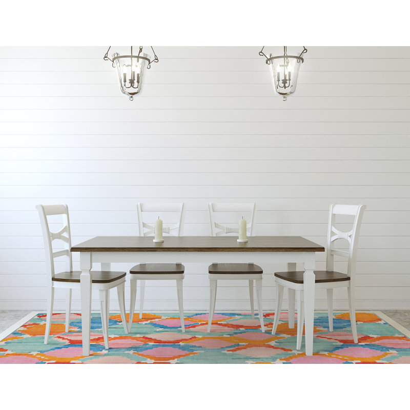 Archie-Lee Kivett Aqua and Orange Indoor Outdoor Machine Washable Area Rug, Rectangle 7' x 9'