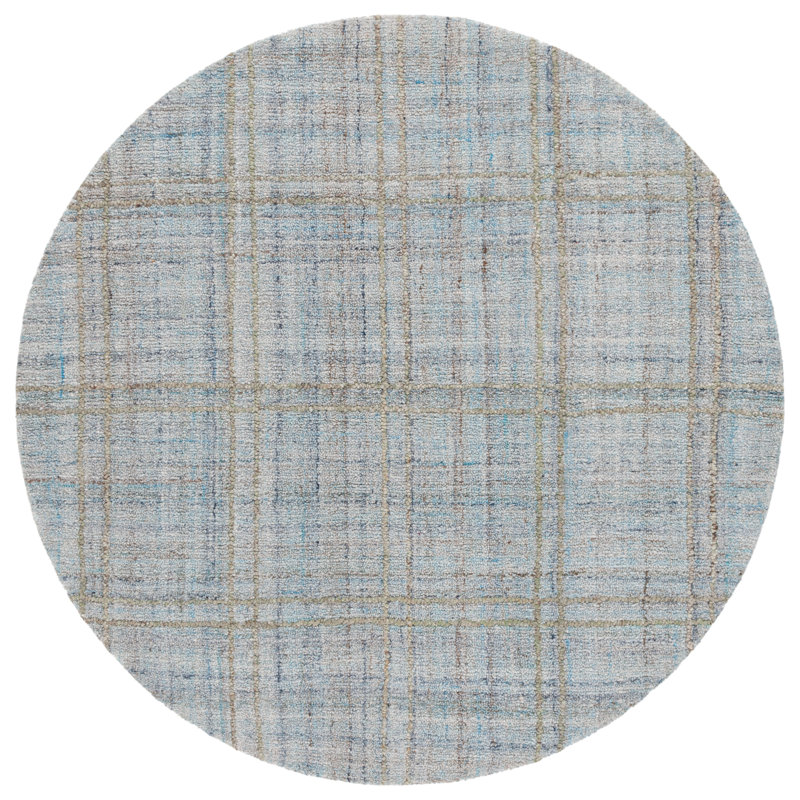 Abstract 155 Area Rug In Blue / Gray, Round 6'