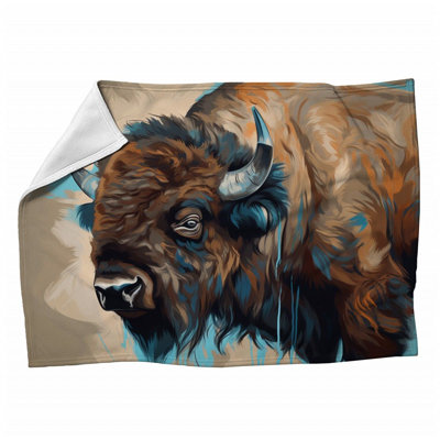 Bison Wildlife Machine Printed Throw Blanket