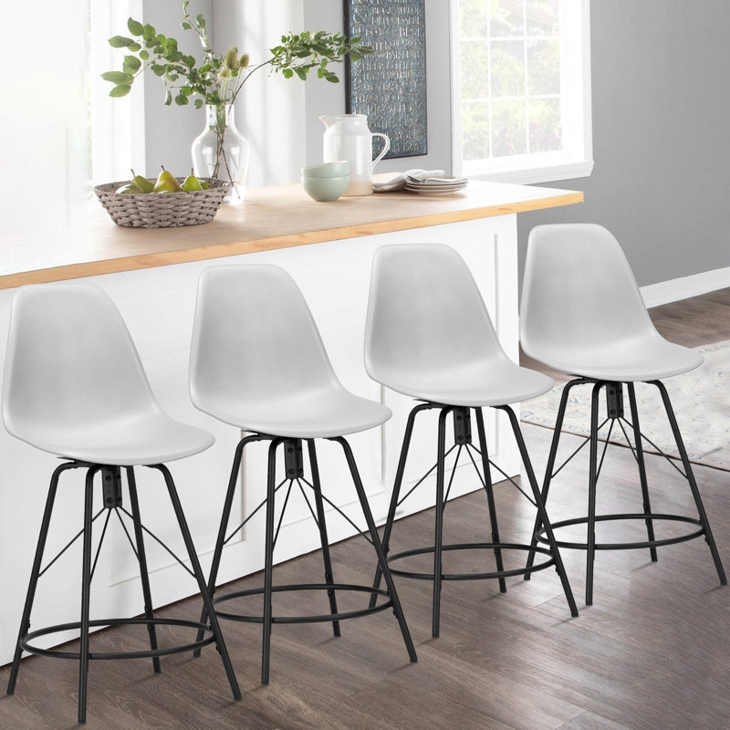 Tabouret de comptoir pivotant 24 po Topanga, Blanc, Tabouret de comptoir (siège d'une hauteur de 30 p