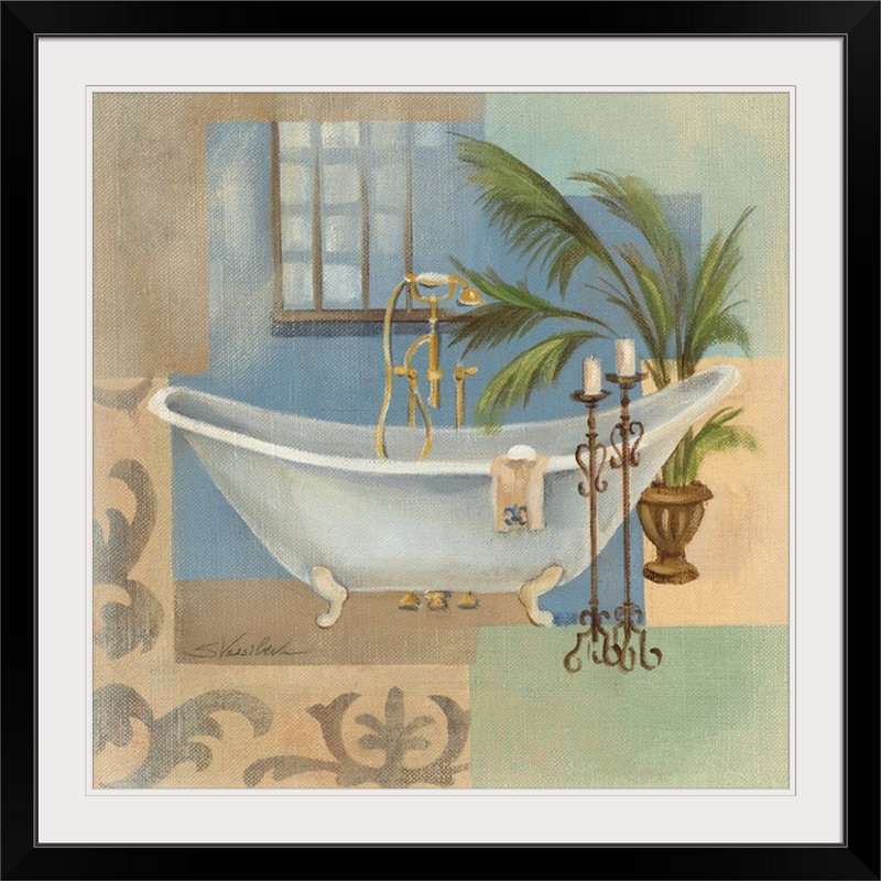 «Coastal Bathaign II» par Silvia Vassileva, reproduction d'art, H 38 po x l 38 po x P 1 po, Cadre noir