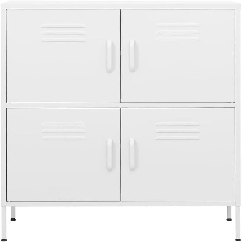 Armoire de rangement en acier avec tablettes et niveleurs réglables pour DVD, multimédia et livres - Armoire de bureau