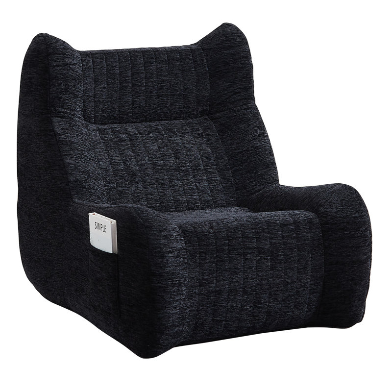 Canapé relax surdimensionné en chenille de 102 cm de large avec accoudoirs, pouf noir