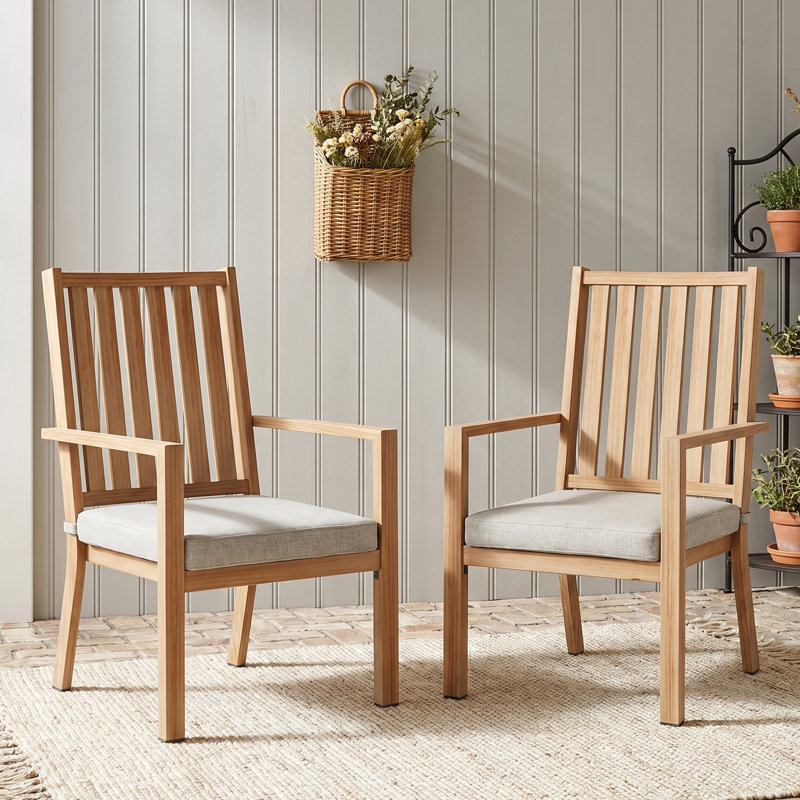 Premium All-Weather Aluminum Outdoor Dining Chairs with Cushions, Tan