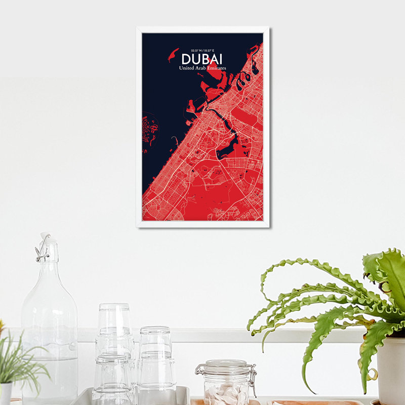 Dubai City Map In Nautical - No Frame Print, 17cm H x 11cm W x 0.05cm D