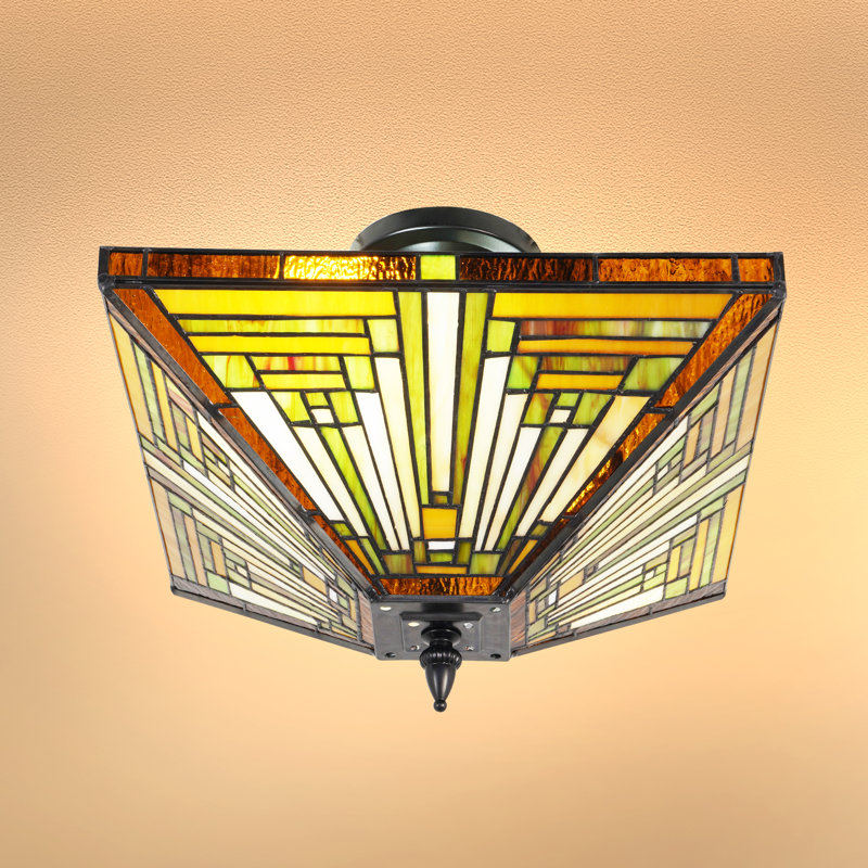 Tiffany 2- Light Dimmable Tiffany Semi-Flush Mount