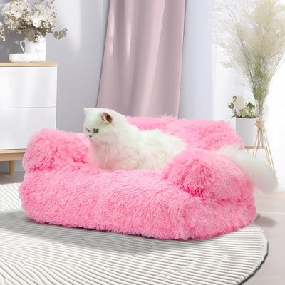 Lit moelleux pour animaux de compagnie, lit lavable pour chats pour l'intérieur, canapé apaisant pour chat, canapé-lit pour animal de compagnie, lit pour chiot, canapé pour petits chiens et chats de taille moyenne