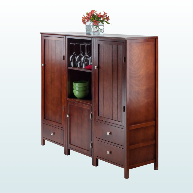 Dominguez 3-Pc Modular Multi-Storage Cupboard Set in Walnut Finish, 47.19" H X 51.87" W X 15.64" D