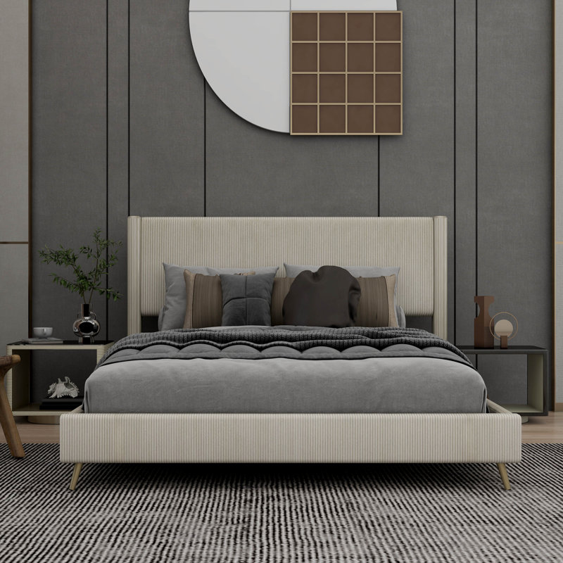 Lit de rangement rembourré Marietherese, Beige